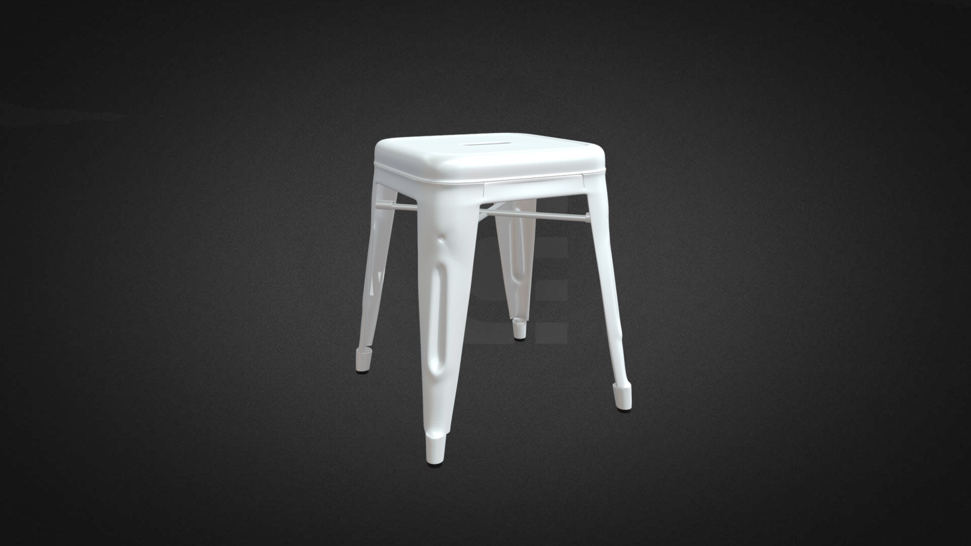 3D model Low Tolix Stool Hire - This is a 3D model of the Low Tolix Stool Hire. The 3D model is about a white chair on a black background.