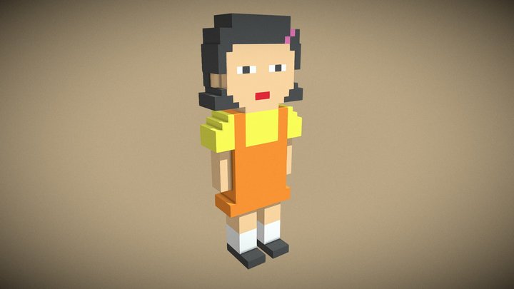 Low Poly Cartoon Girl 3D Model