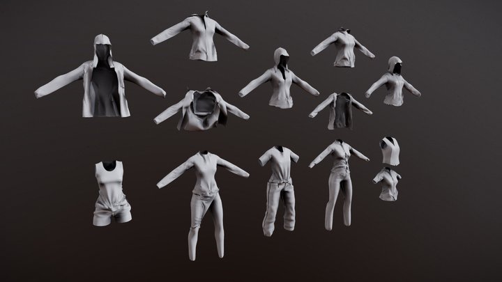 Shape of Clothes For Ray II by cloth sim demo 3D Model