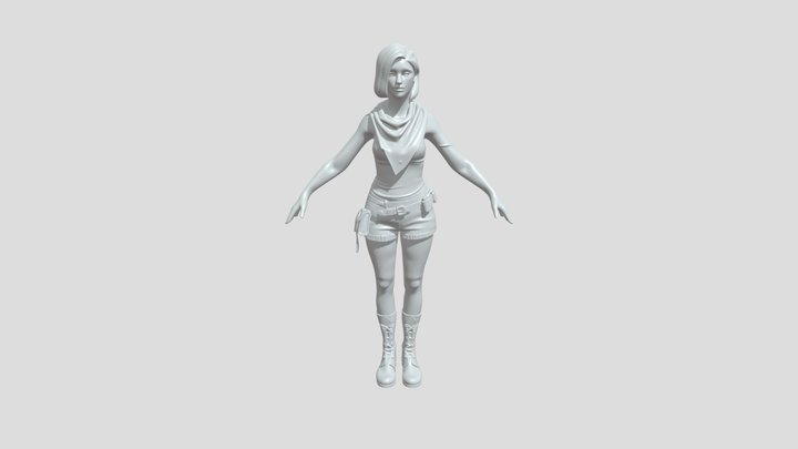 Young female with casual outfit 3D Model