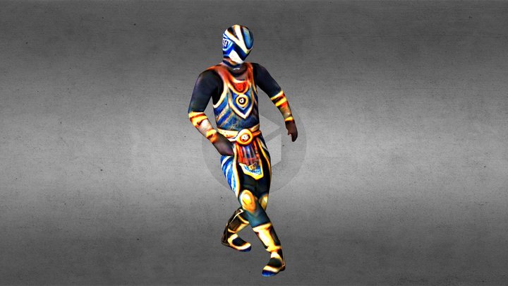 Masked tribe man dance 3D Model