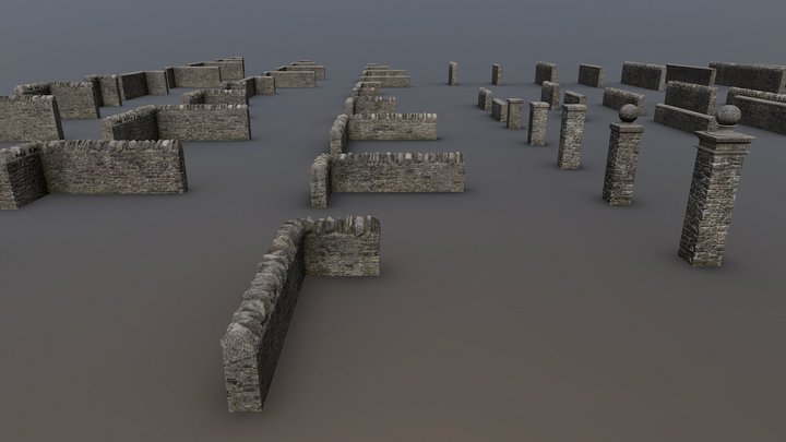 Stone Fences COTSWOLDS 3D Model