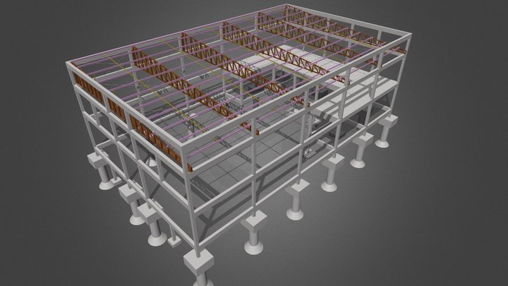 Galpão de 1 água detalhado 3D Model