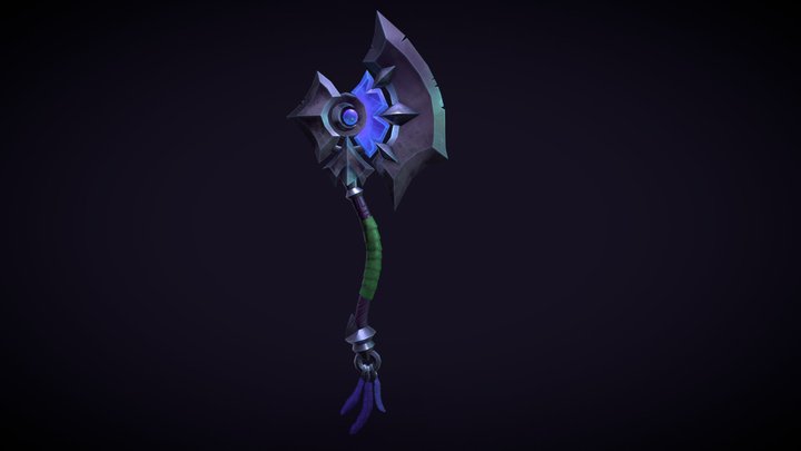 Stylised Moon Gem Axe 3D Model