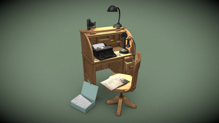1930s Desk - Tribute to Kit Kittredge 3D Model