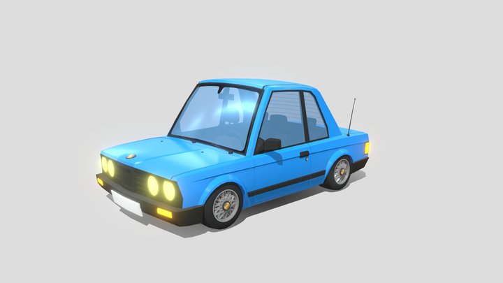 Low poly car classic coupe 3D Model