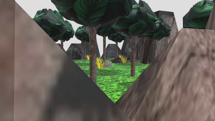 Low Poly Stylized hills forest 3D Model