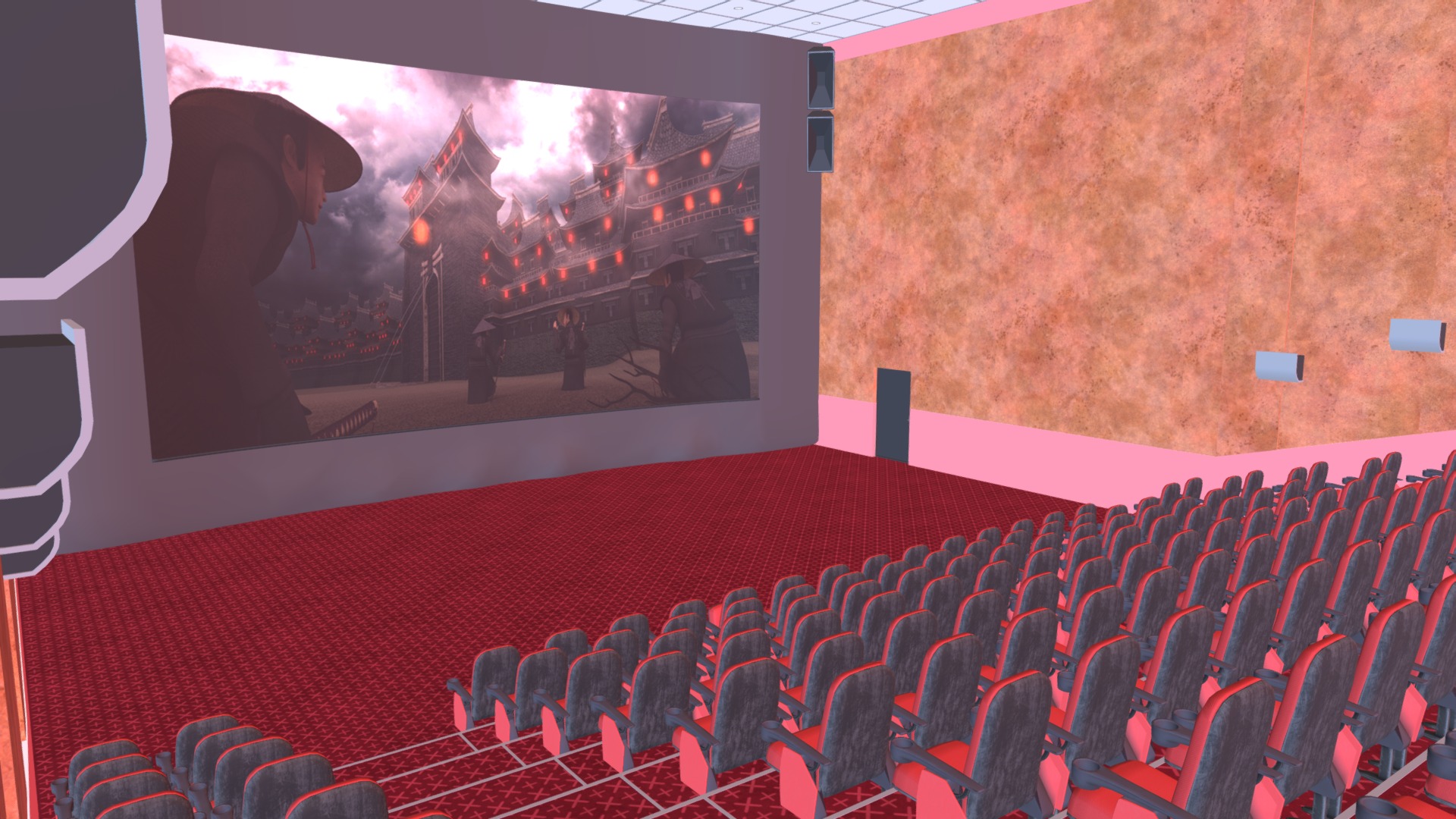 3D model Cinema Hall - This is a 3D model of the Cinema Hall. The 3D model is about a stage with a group of people on it.