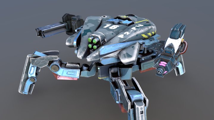 РОБОТ С ПУШКАМИ для скетчфаба 3D Model