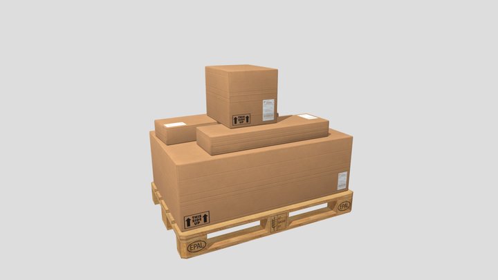 Wooden Pallet with Boxes 1-2 3D Model
