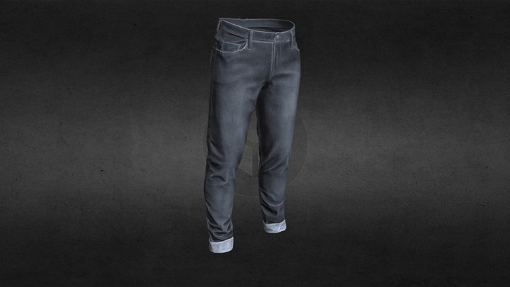 Male grey jeans 3D Model