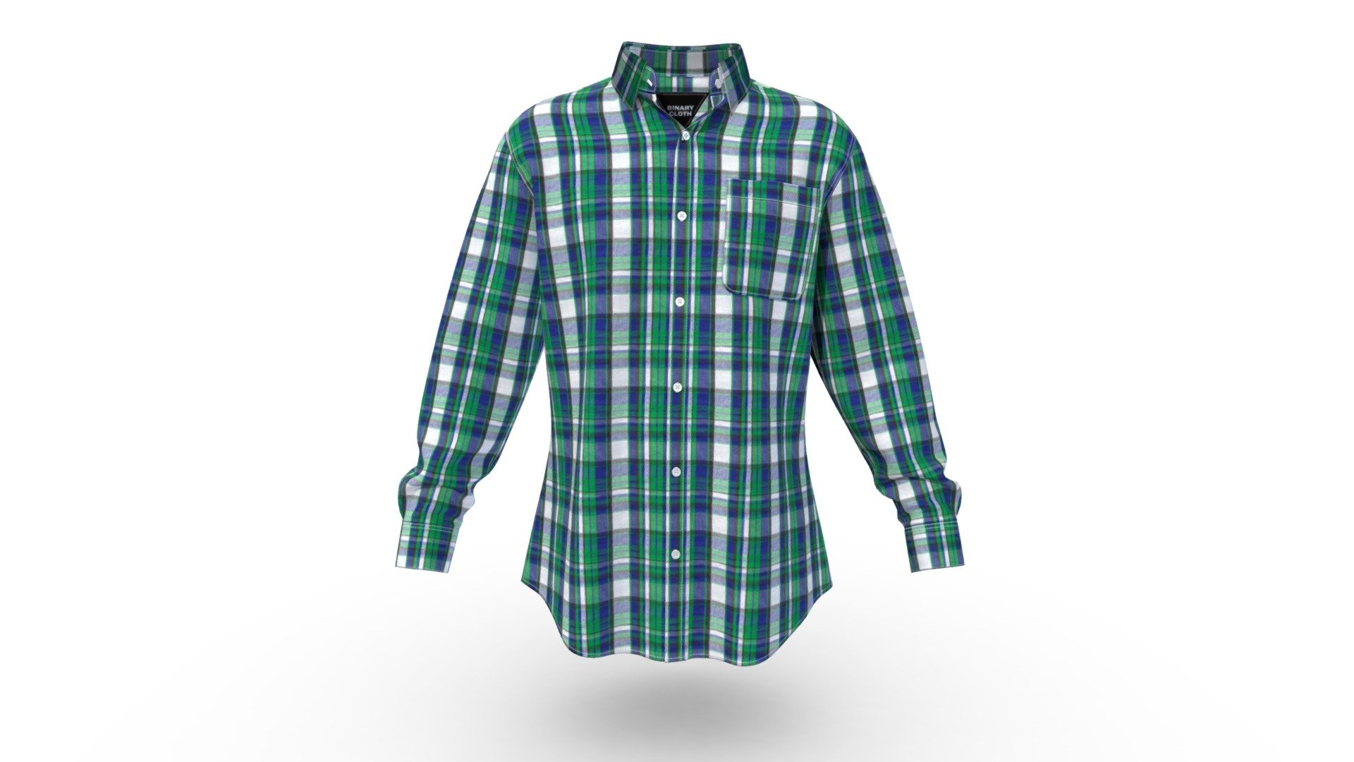 Men Classic Long Sleeve Green Check Dobby Shirt Buy Royalty Free 3D