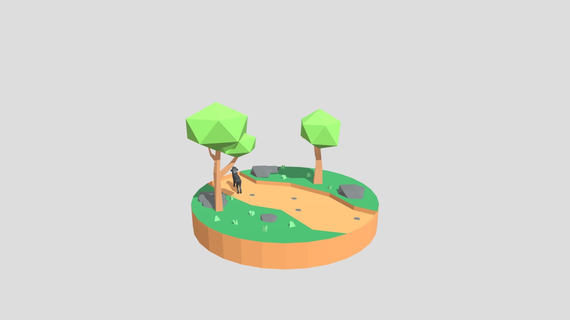 Diorama árboles y perro