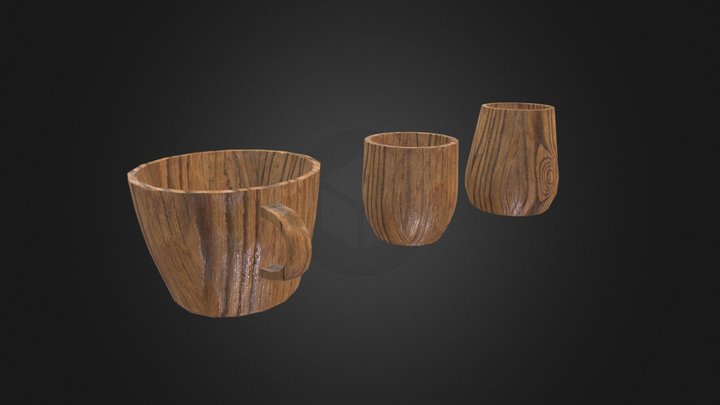 Wooden cups 3D Model