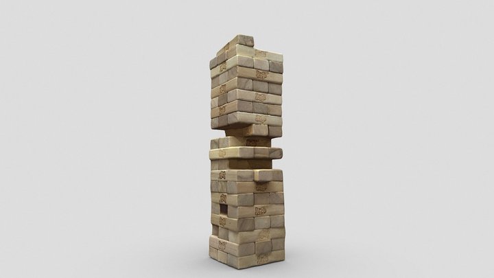 Jenga Wooden Blocks 3D Model