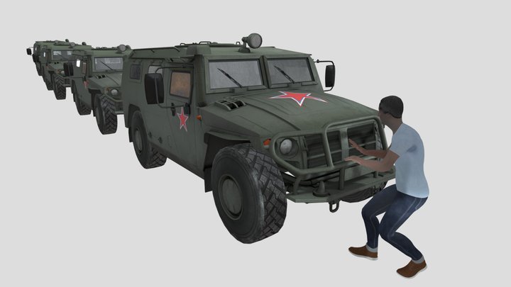 Ukranian stops russian convoy 3D Model