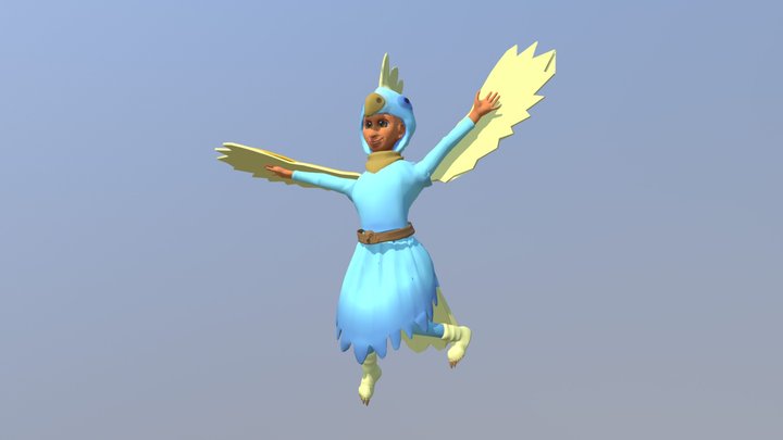 Girl in Bird Costume 3D Model