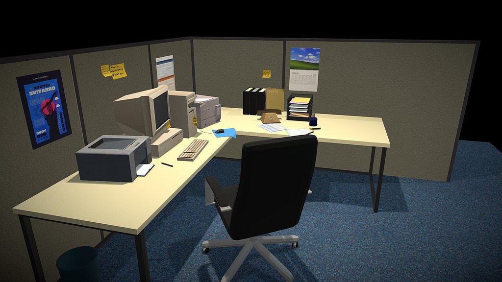 low-poly office