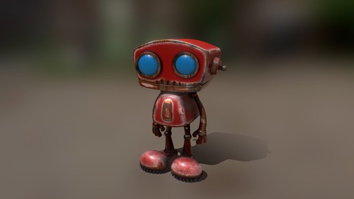 Red Old Robot 3D Model