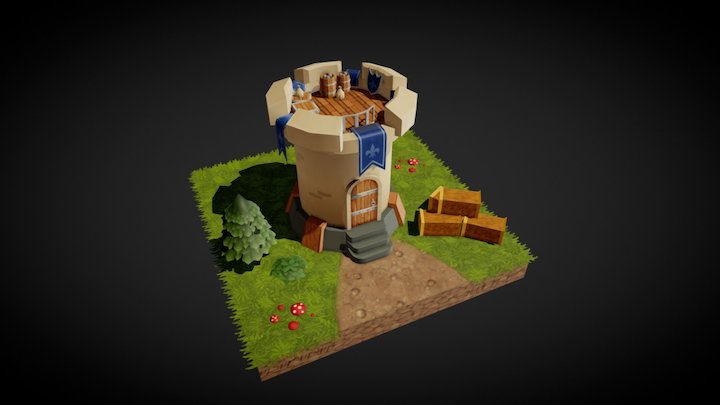 Human watch tower 3D Model