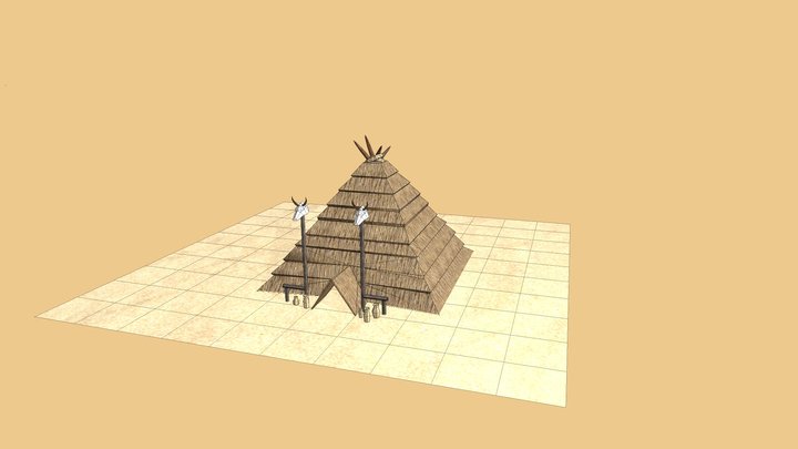 outside of a shang dynasty hut 3D Model
