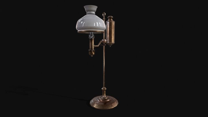Victorian Brass Oil Lamp 3D Model