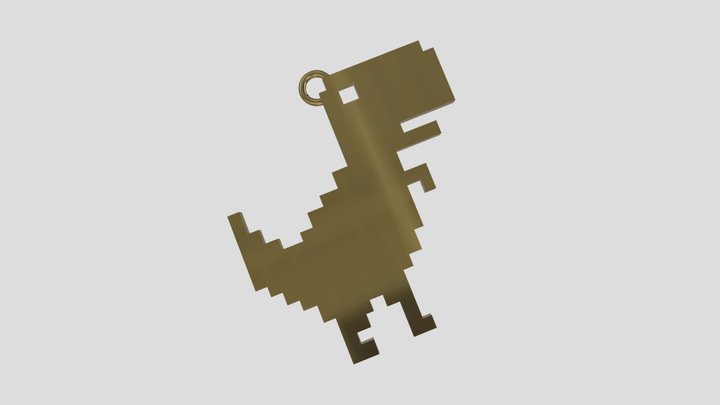 Chrome Dino Pendant ready for 3D printing 3D Model