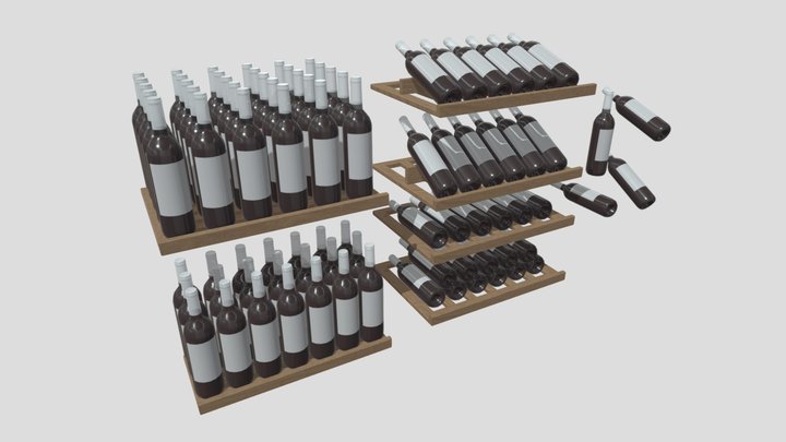 Bottles and shelves 3D Model