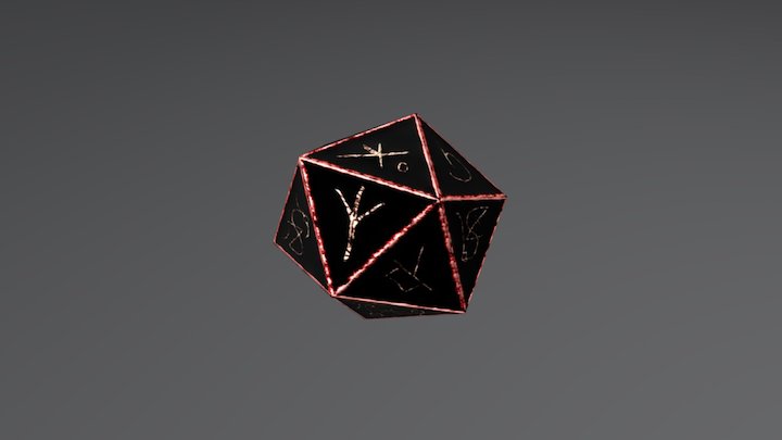 Red D20 3D Model