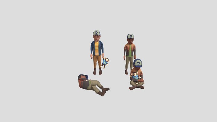 Child characters set 3D Model