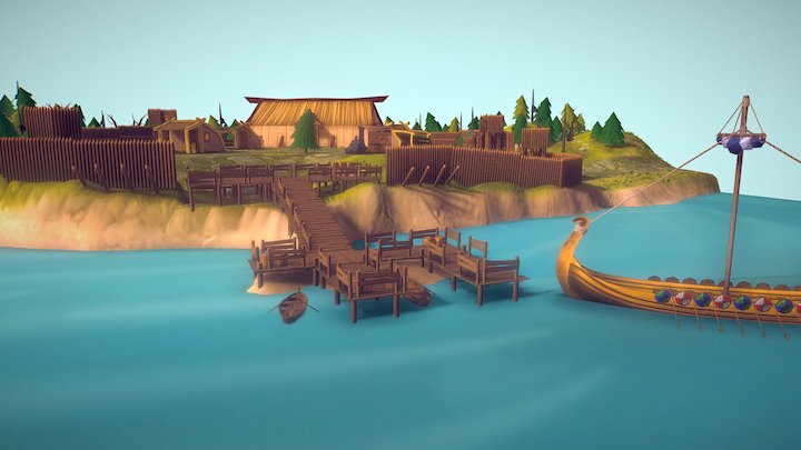 Village by the river 3D Model
