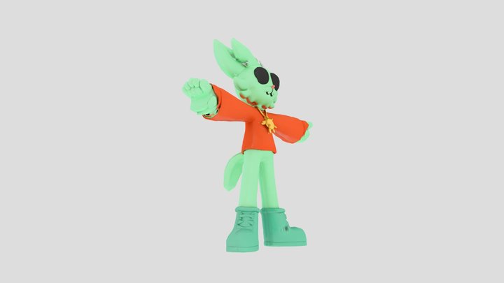 Green Bunny Character (Texturised) 3D Model