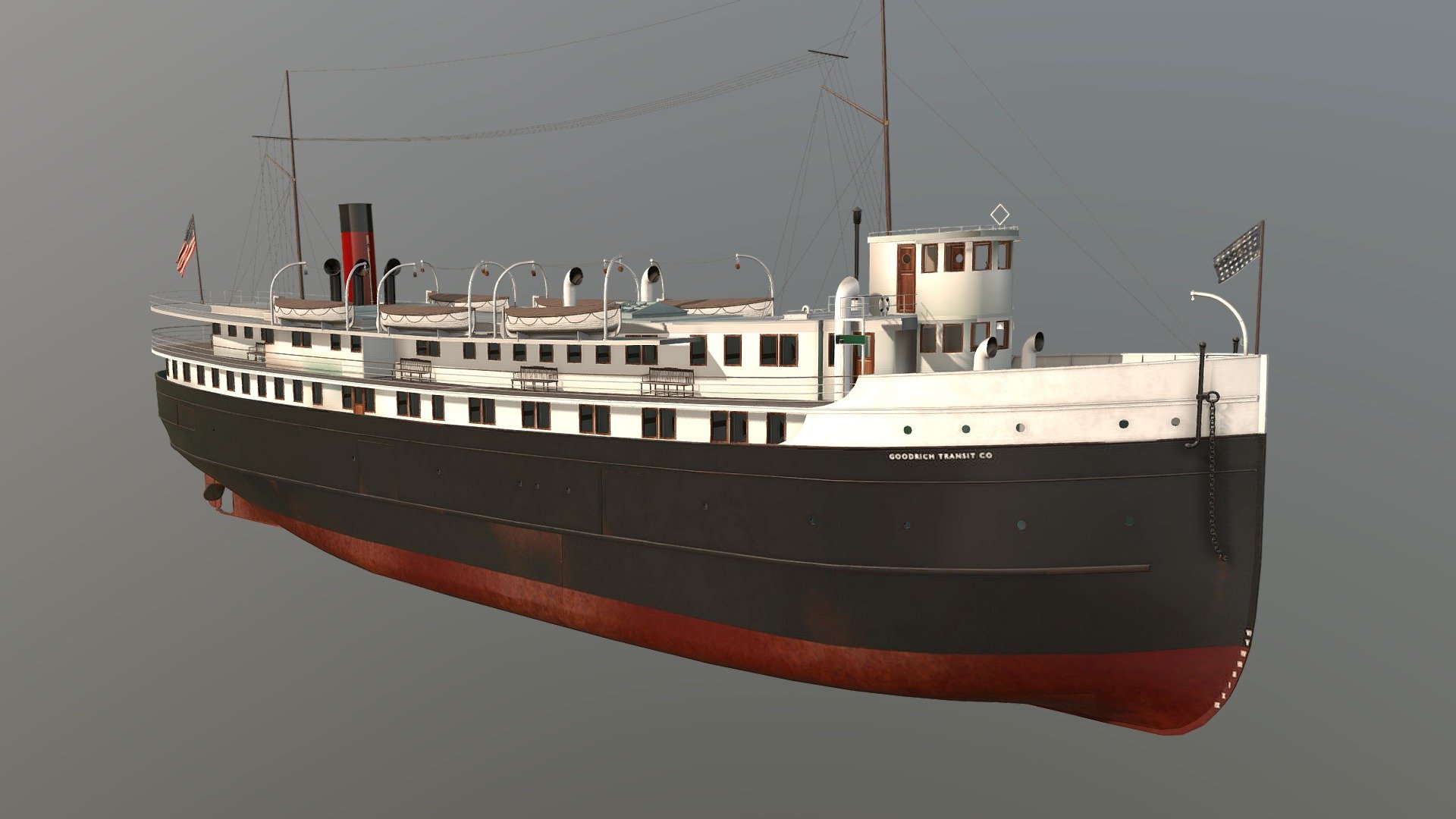 SS Wisconsin steamer ship - Buy Royalty Free 3D model by Tim Samedov ...