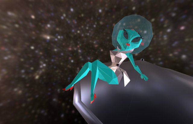 Alien pinup lowpoly 3D Model