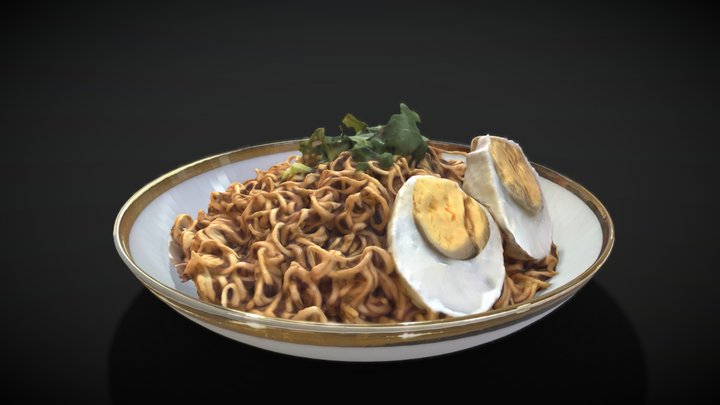 Instant Noodles with Boiled Eggs 3D Model
