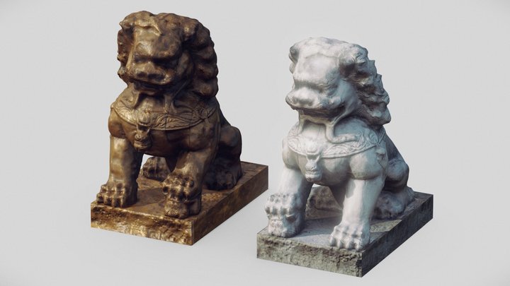 Imperial guardian lions 3D Model