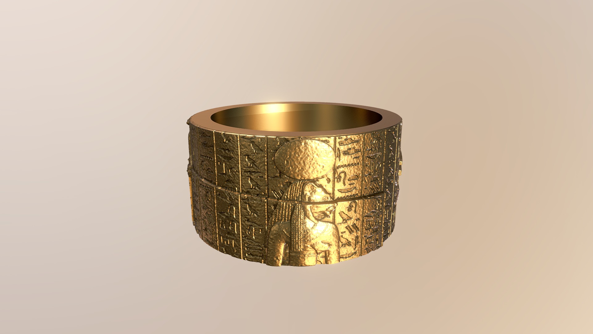 3D model Heiroglyphic Ring - This is a 3D model of the Heiroglyphic Ring. The 3D model is about a light bulb with a light inside.