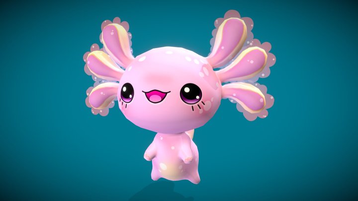 Cute Axolotl - Game Ready 3D Model
