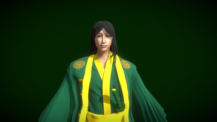 Young female samurai Character 3D Model