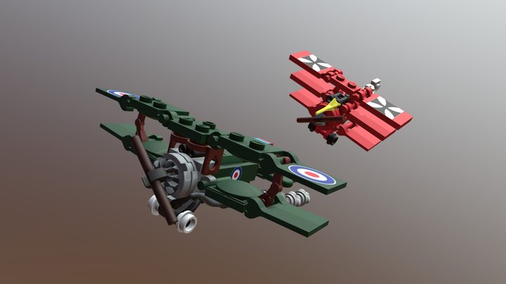 Sopwith Camel Vs Fokker Dr I Render 3D Model