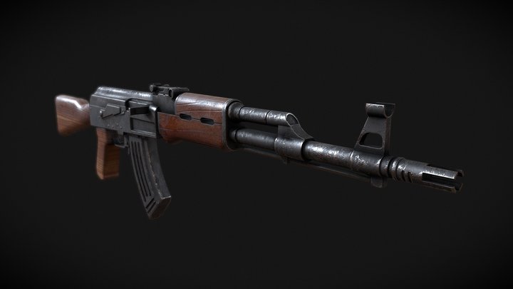 Weathered AK47 3D Model