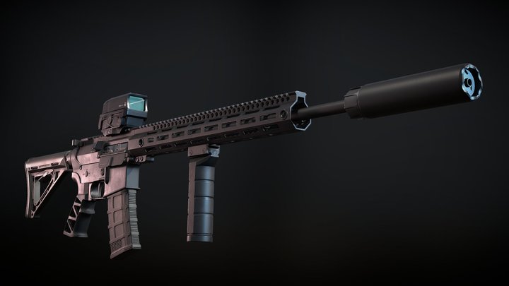 Custom AR-15 Rifle 3D Model