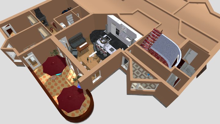 Tbilisi duplex apartment 1st level Unit South 3D Model