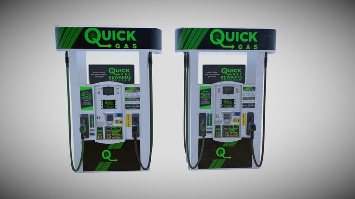 Modern Gas Pumps - Lightly Used and Weathered 3D Model