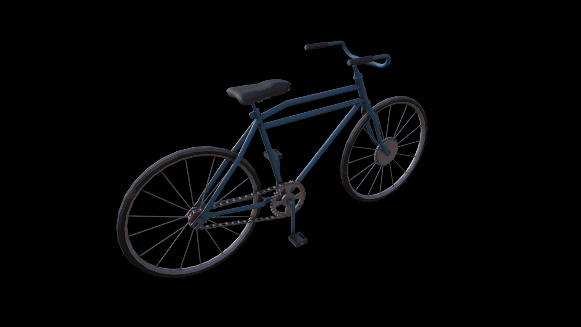 3D model Old bike - This is a 3D model of the Old bike. The 3D model is about a bicycle with a black background.