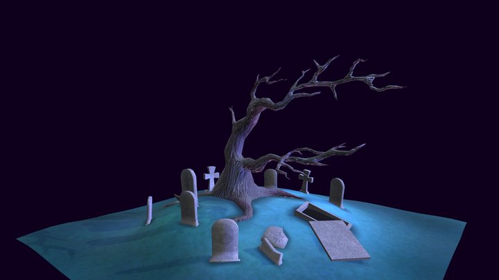 A Toon Graveyard 3D Model