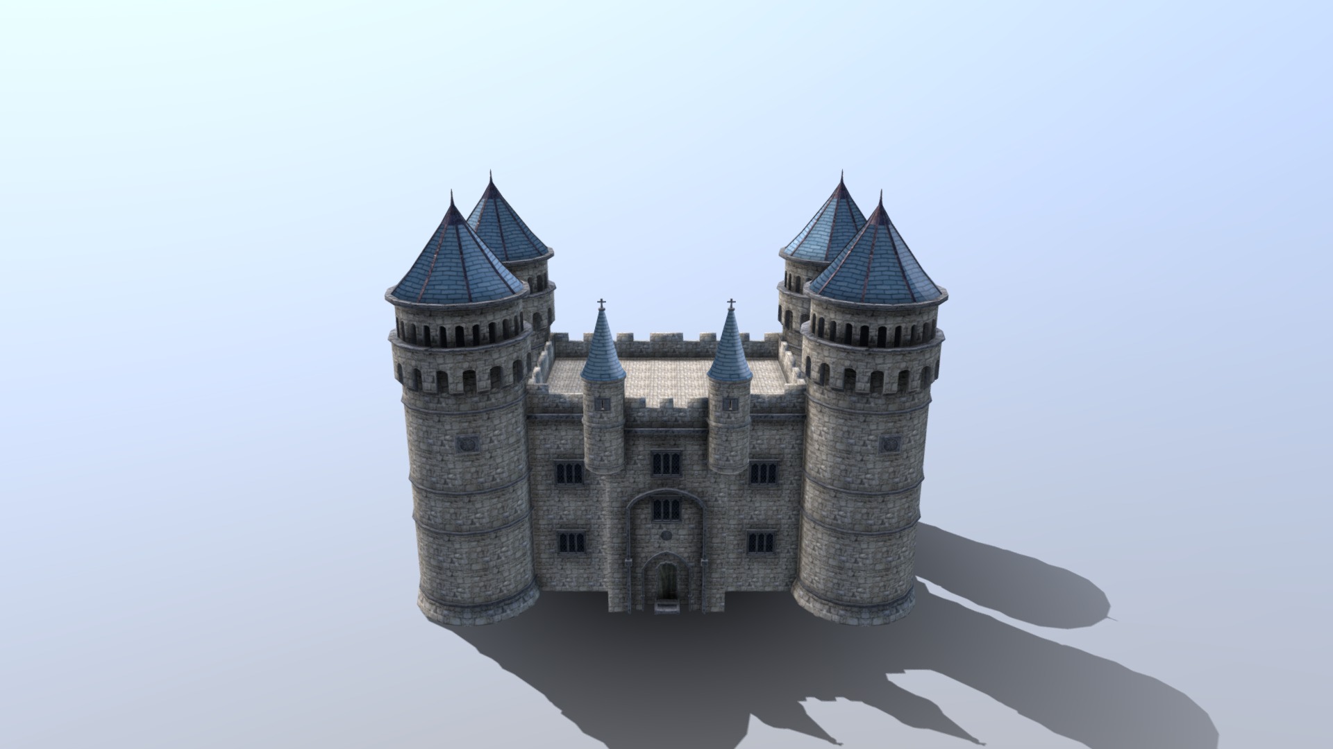 3D model French- Keep - This is a 3D model of the French- Keep. The 3D model is about a castle with blue rooftops.