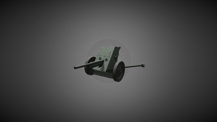Gameready soviet anti-tank gun 3D Model