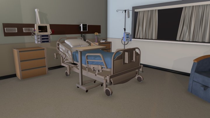 Simple Hospital Room 3D Model