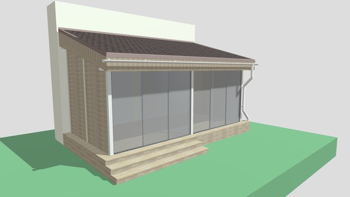 Терраса с навесом ЛП Весенний 10 6 8 3D Model